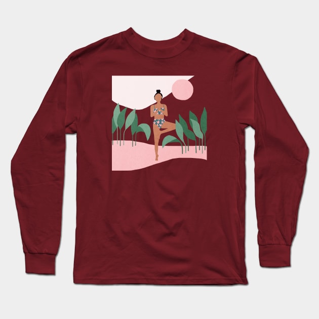 Yoga girl in the morning Long Sleeve T-Shirt by JulyPrints